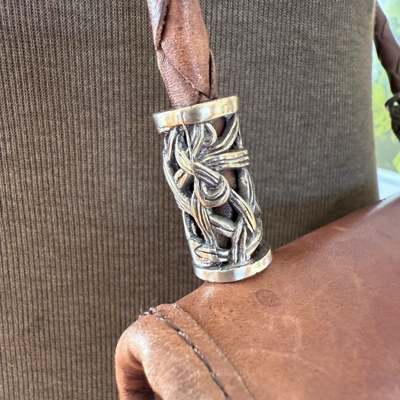 Vintage 90s Brighton Brown Leather Karen Bag Purse Braided Shoulder Crossbody - Picture 9 of 11